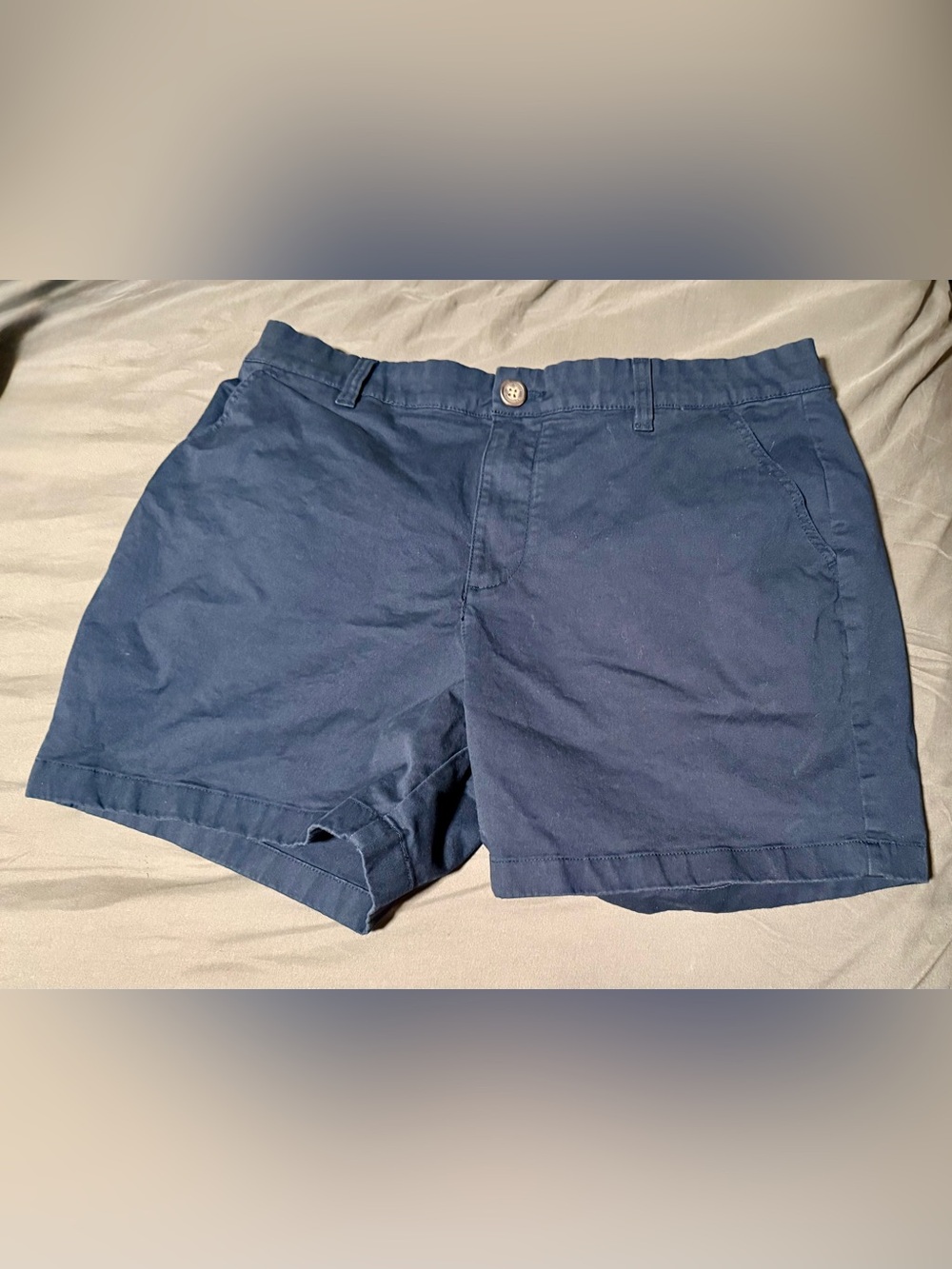 chubbies Navy Blue Flat-Front Cotton Shorts. Sz 36. 5.5 inch inseam